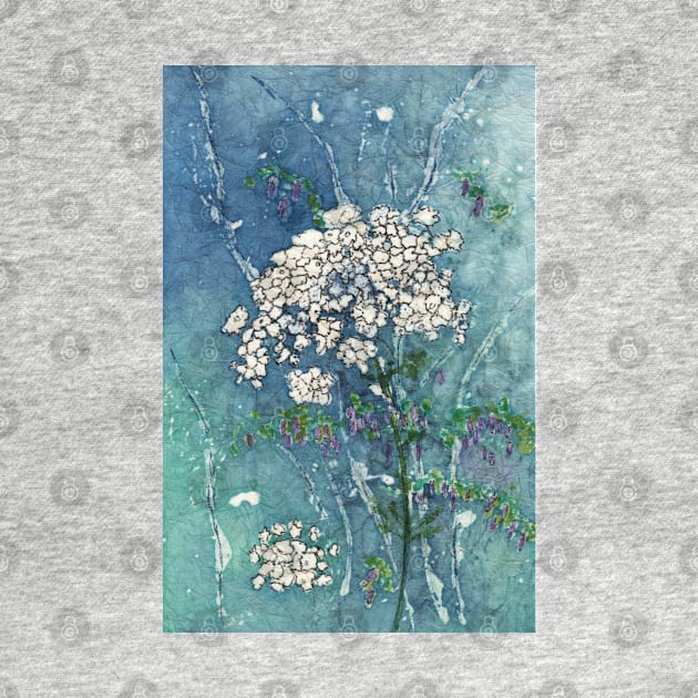 Queen Anne's Lace and Wild Cowpeas Watercolor Batik by ConniSchaf